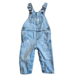 3/$25 OshKosh B'gosh Denim Patchwork Overalls - 12 months